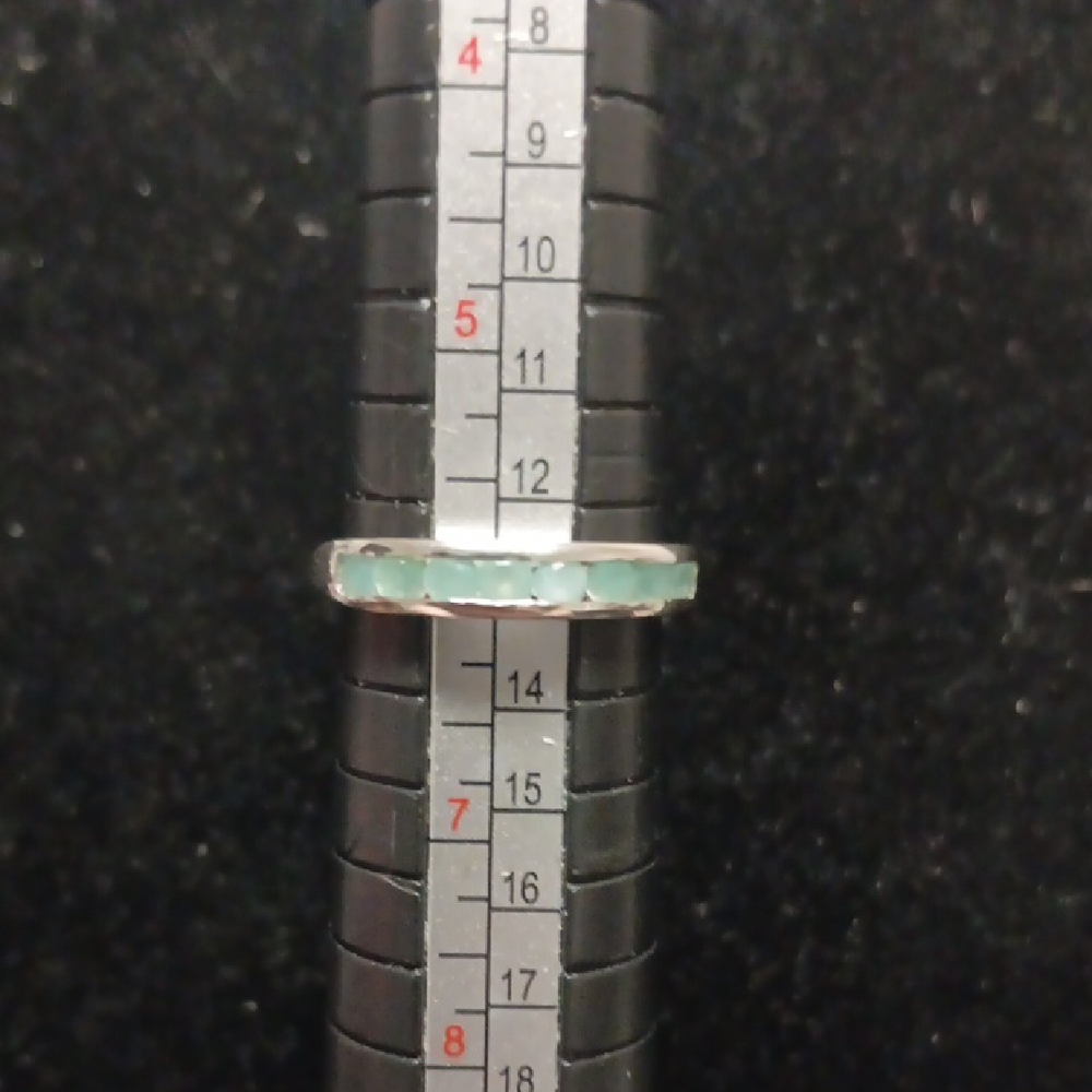 Grandidierite 0.60 ctw Band Ring in Rhodium Over Sterling Silver Size 6